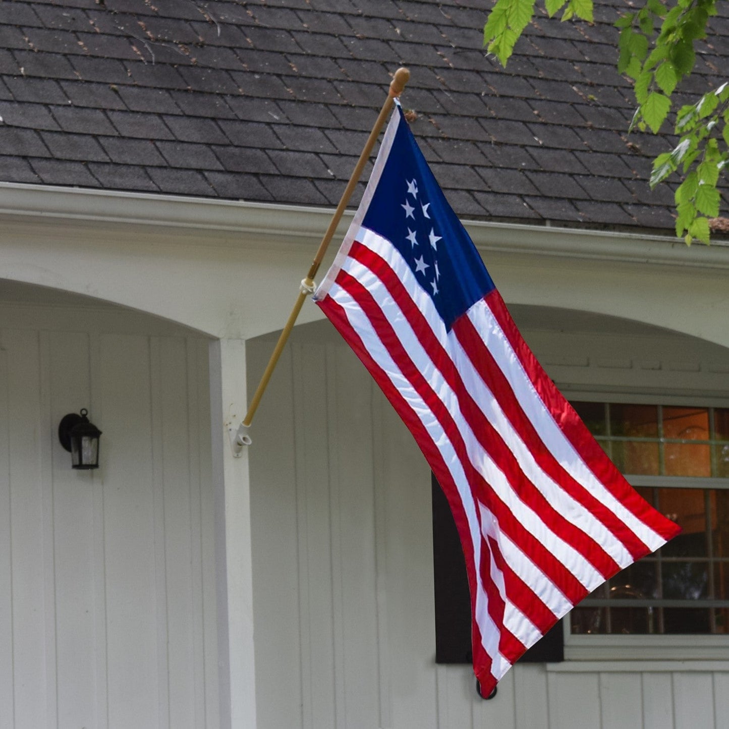 Betsy Ross polyester outdoor flag by Flagman of America, 3x5 feet, high wind flag, featuring classic American flag design.