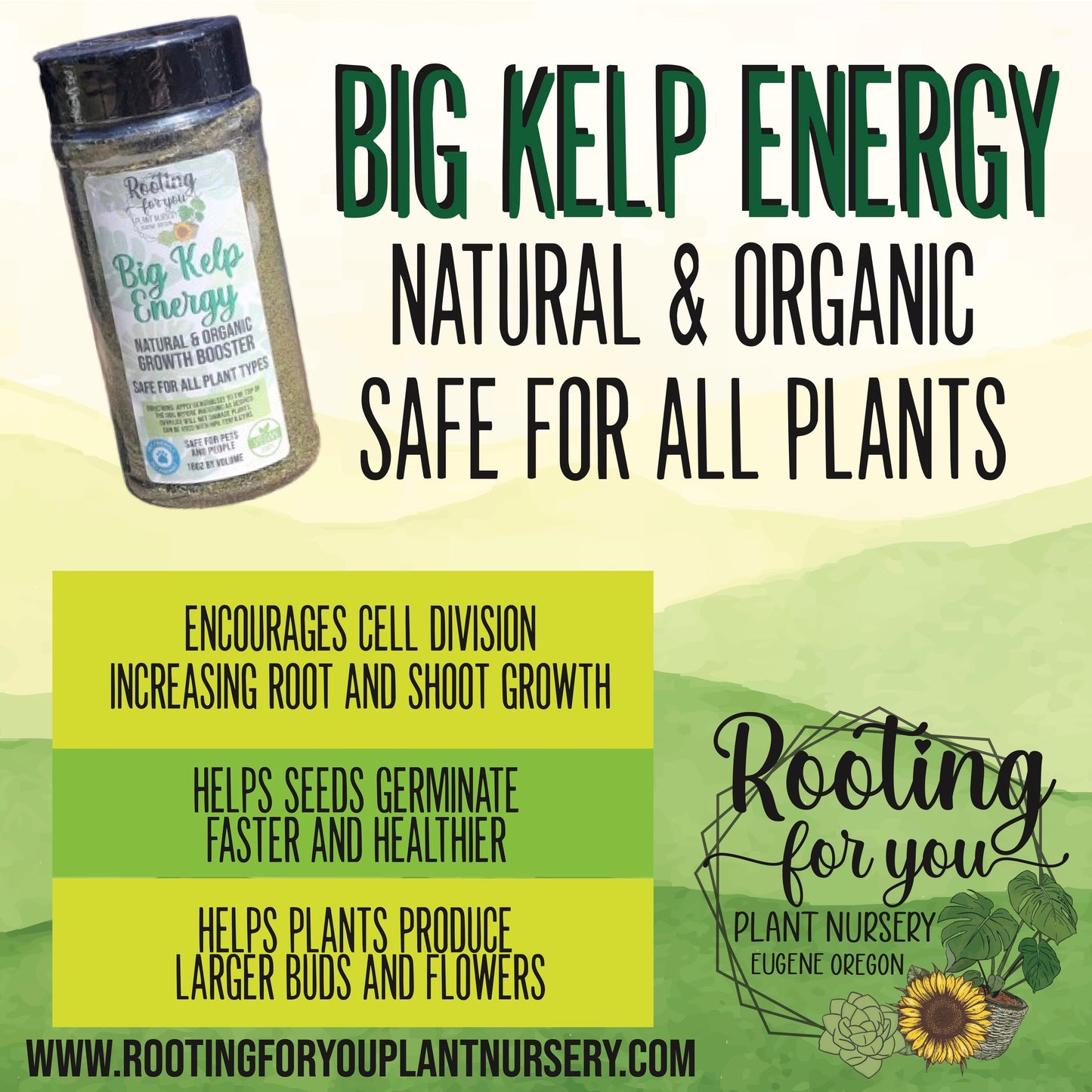 Big Kelp Energy - 16oz by Volume Shaker - Organic - VEGAN - Oregon Licensed Nursery - Can be used with all soil types