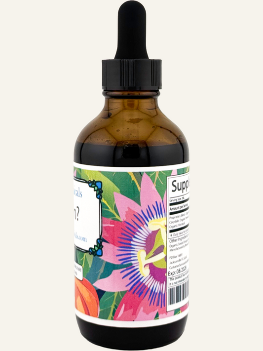 Blessed Botanicals Organic Got Pain? herbal supplement bottle with side label, natural pain support herbal extract.