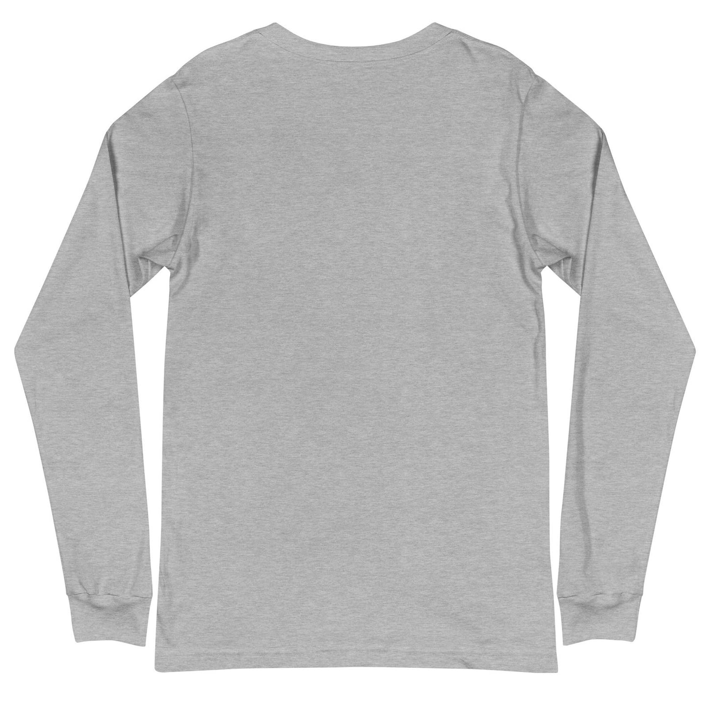 Grey heather long sleeve shirt back view showing a soft texture subtle hemming and a comfortable fit
