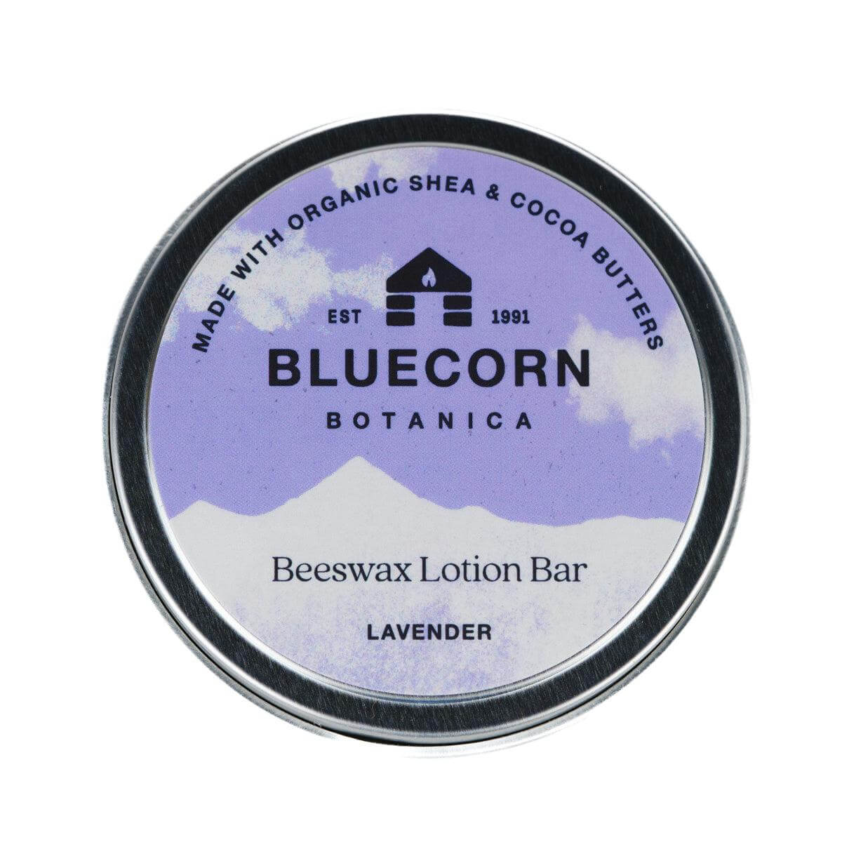 Bluecorn Beeswax Lotion Bars from Bluecorn Candles, apothecary-style natural skincare product with blue-colored beeswax bars.