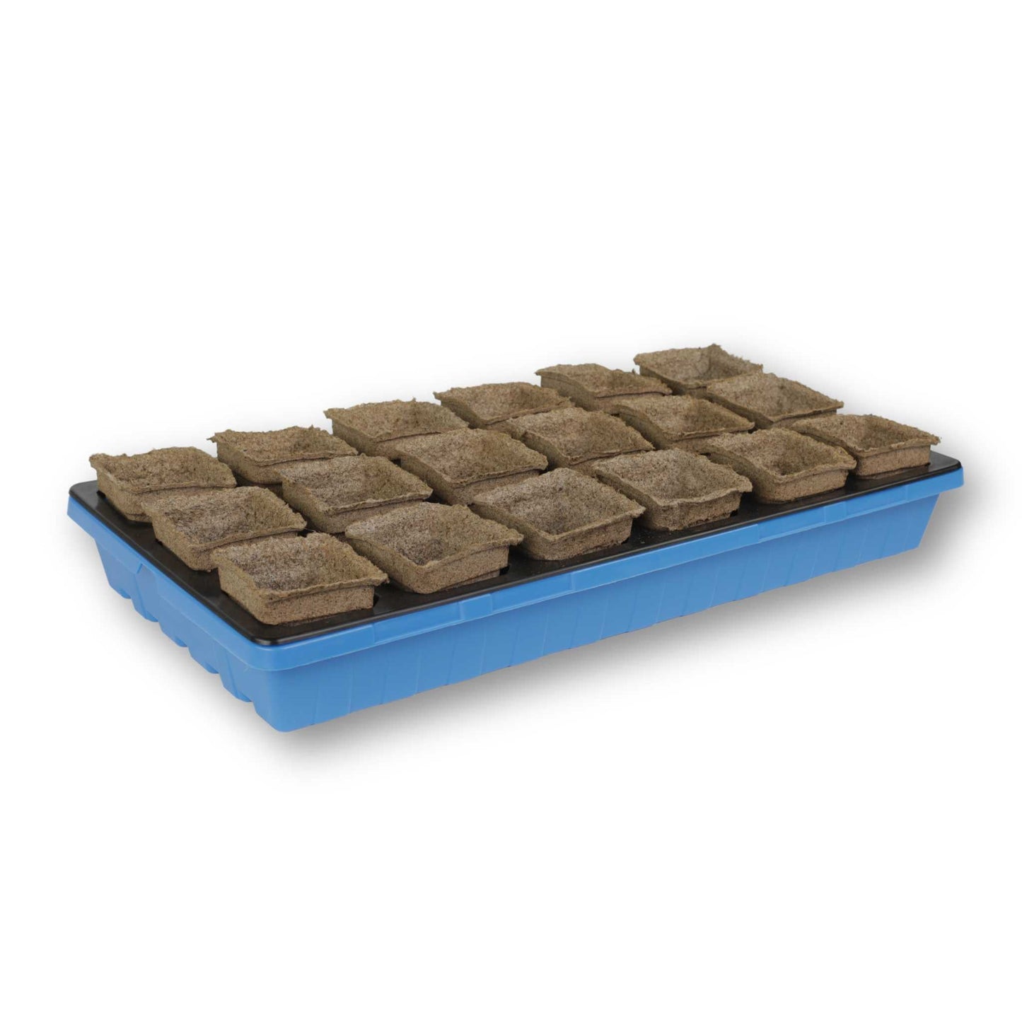 Square CowPots® #3 from Bootstrap Farmer, biodegradable plant starter pots arranged in a grid, used for seed starting and transplanting.