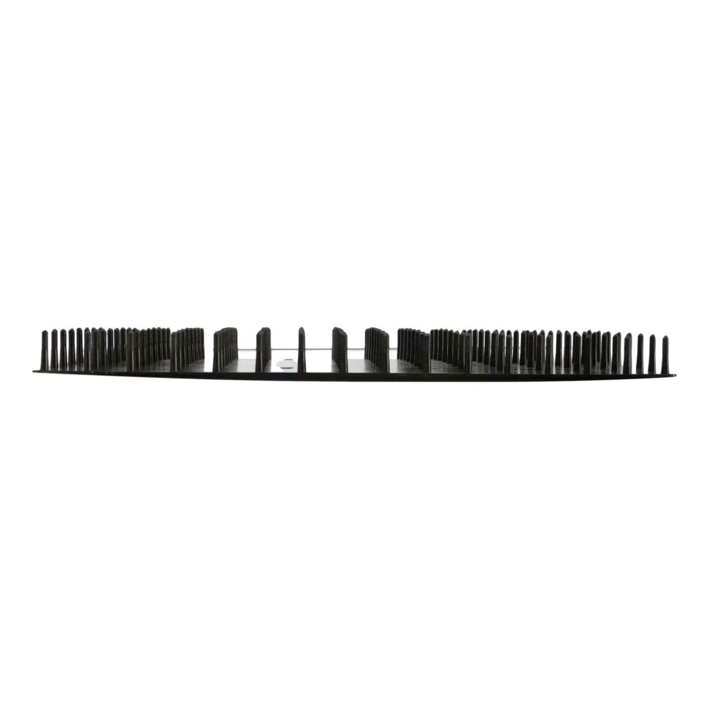 The Bootstrap Farmer Plug Popper for Cell Trays is a black plastic tool with evenly spaced vertical prongs, shown from the side in a symmetrical pattern—perfect for efficiently popping plugs from cell trays.