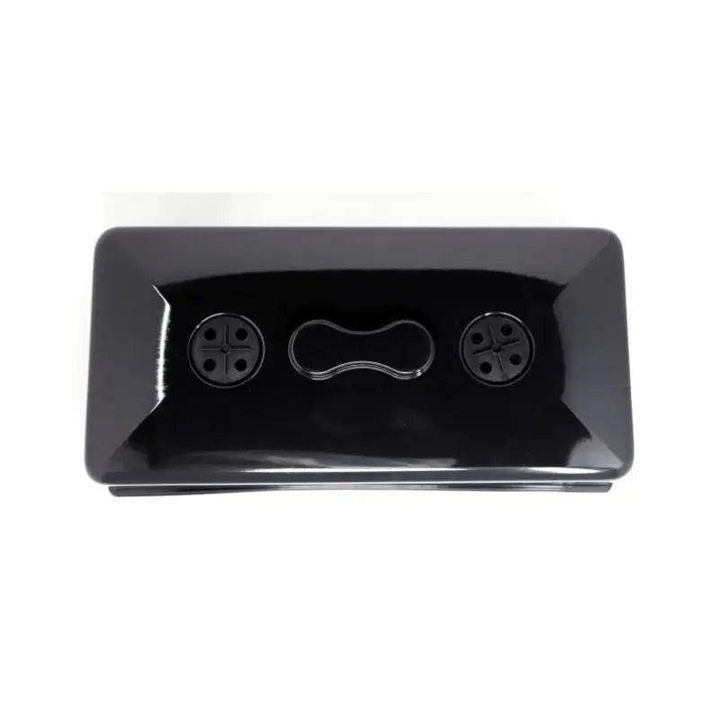 The Bootstrap Farmer 1020 Blackout Humidity Dome is a glossy black, rectangular cover with two round sockets and a central wavy indentation, displayed against a white background.