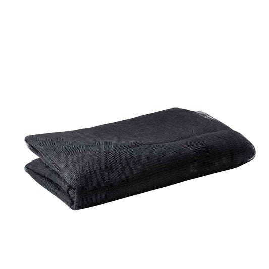 Black mesh fabric shows a tightly woven texture with a slightly glossy sheen and subtle folds
