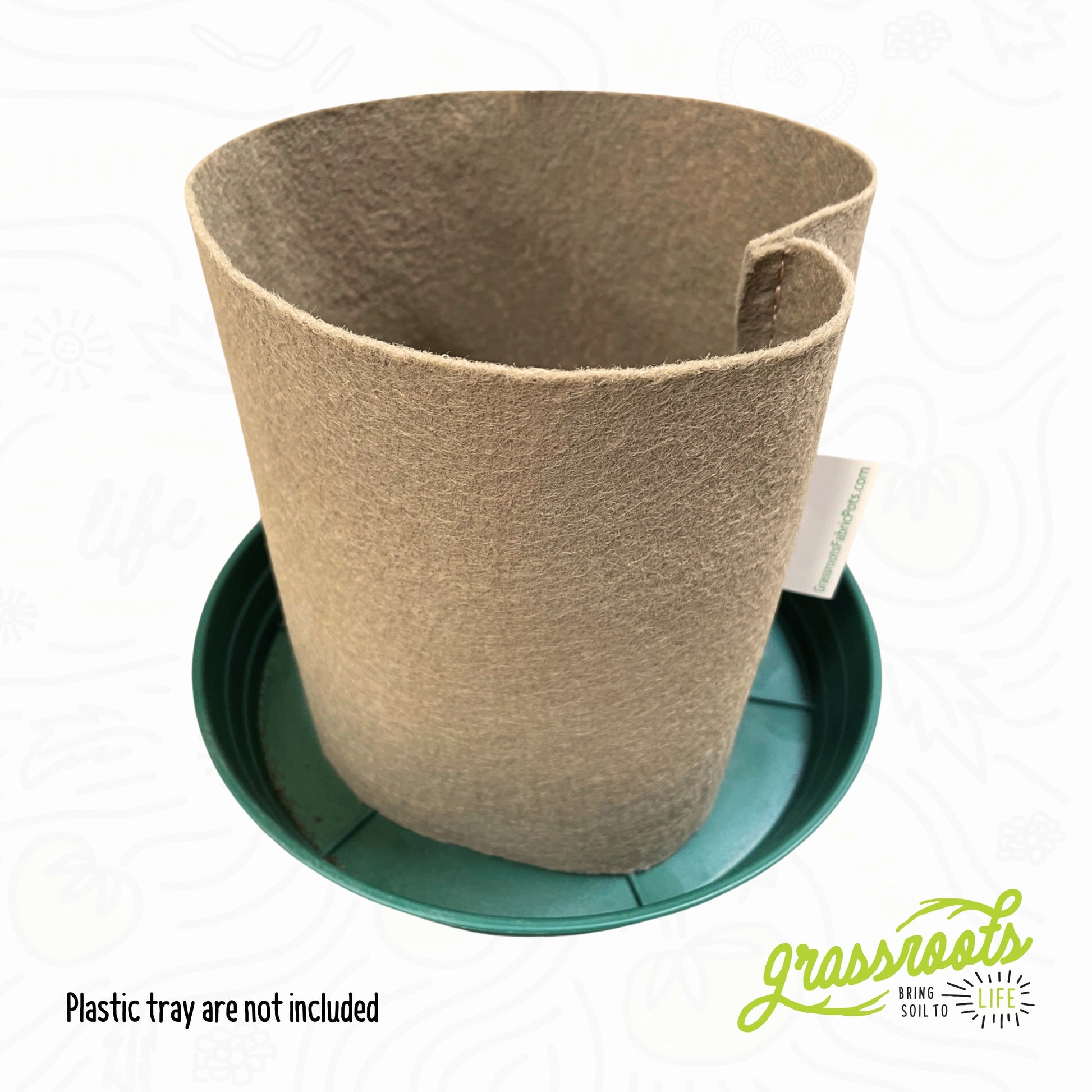 Bottomless fabric pot by Grassroots Fabric Pots, showcasing a breathable, sturdy fabric container for planting and gardening.