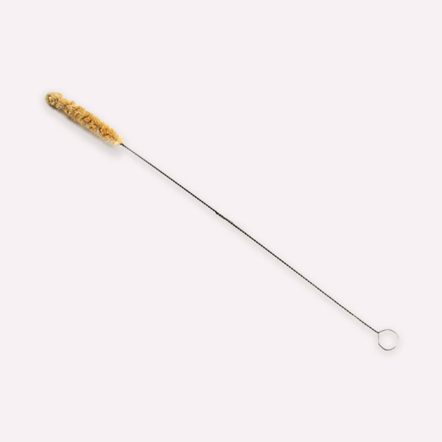 The ZeroWasteStore.com Straw Cleaner is a long, thin agave fiber brush with a twisted wire handle, looped end, and soft bristles—perfect for cleaning straws or bottles. Shown on a plain white background.
