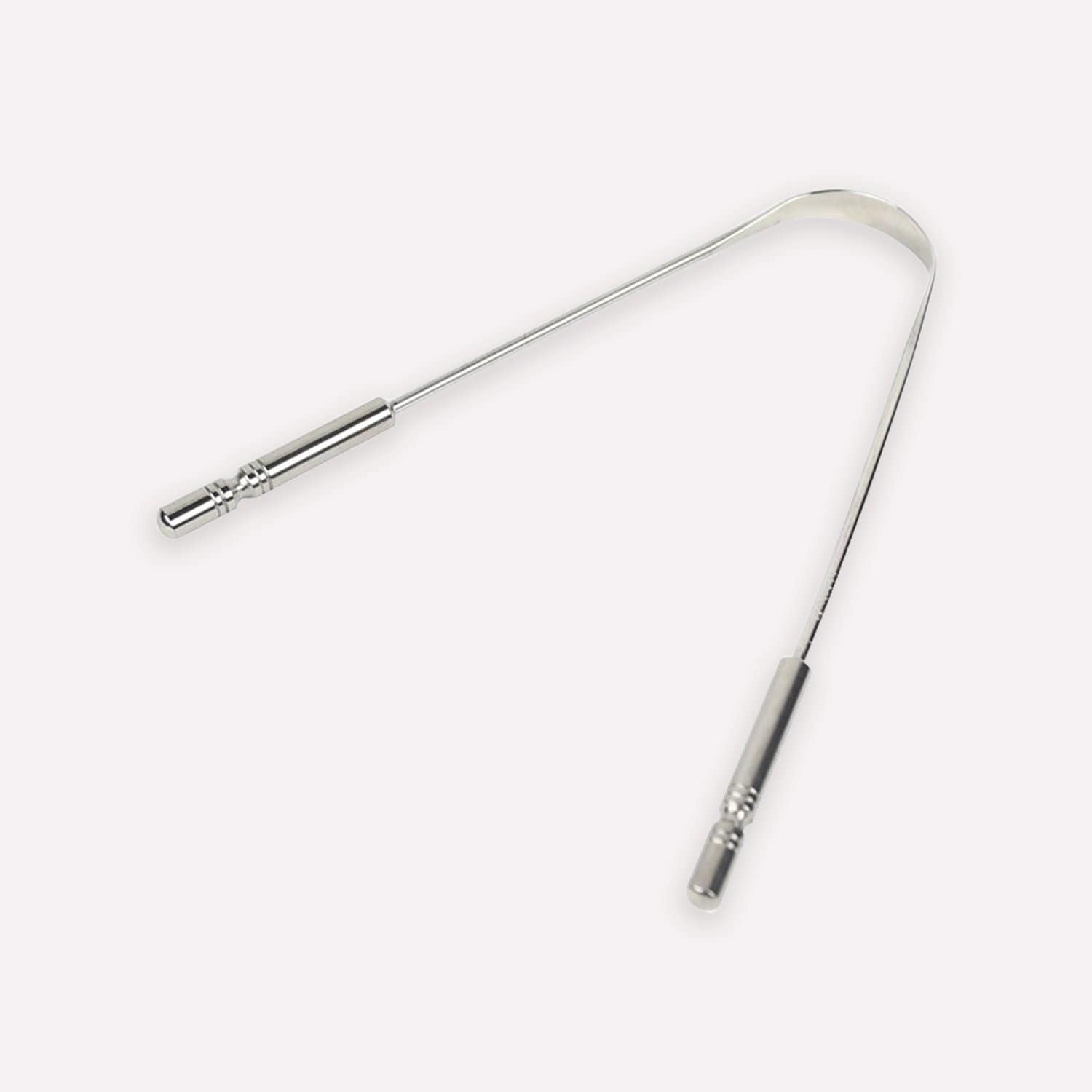 The Tongue Scraper - Zero Waste Tongue Scraper, 100% Stainless Steel by ZeroWasteStore.com features two cylindrical handles and a curved flat metal strip, shown against a white background.