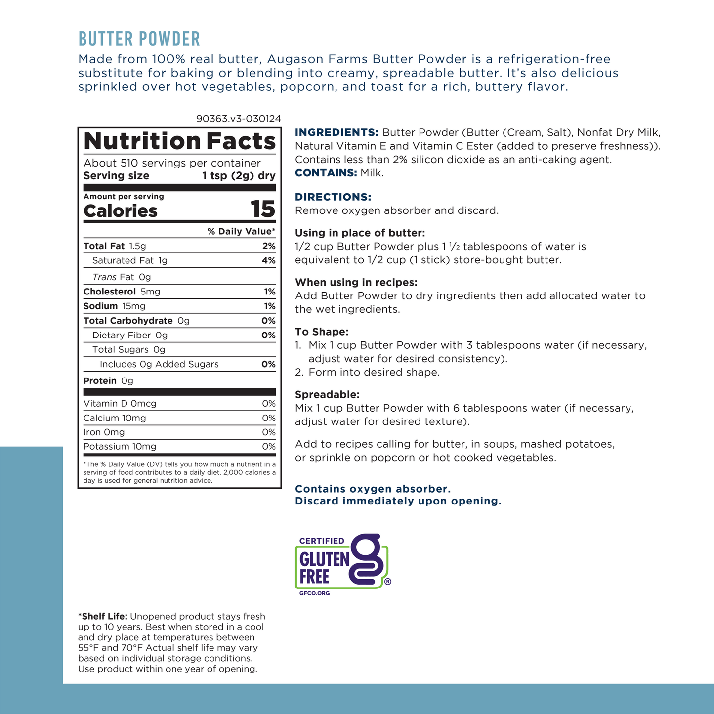 Butter Powder Can, 510 Servings - Blessings Grow Meadows