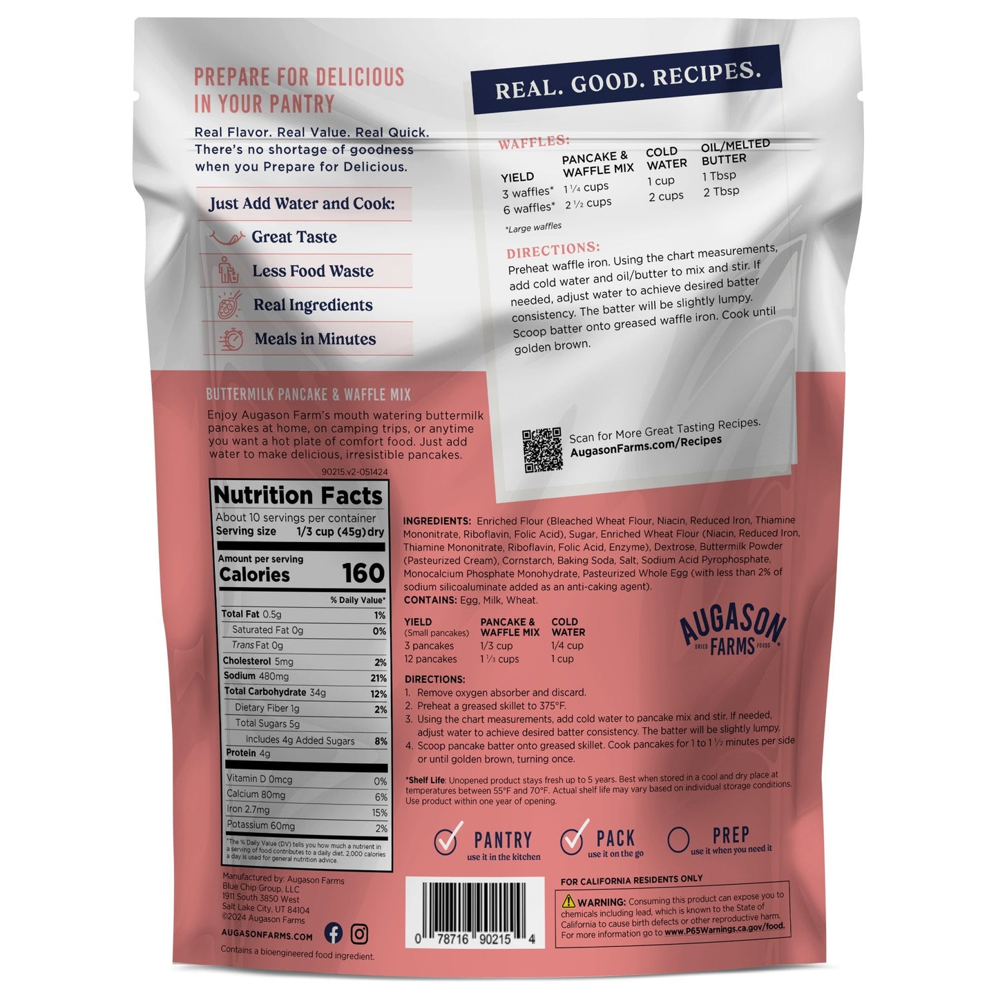 Buttermilk Pancake & Waffle Mix Pouch, 10 Servings - Blessings Grow Meadows