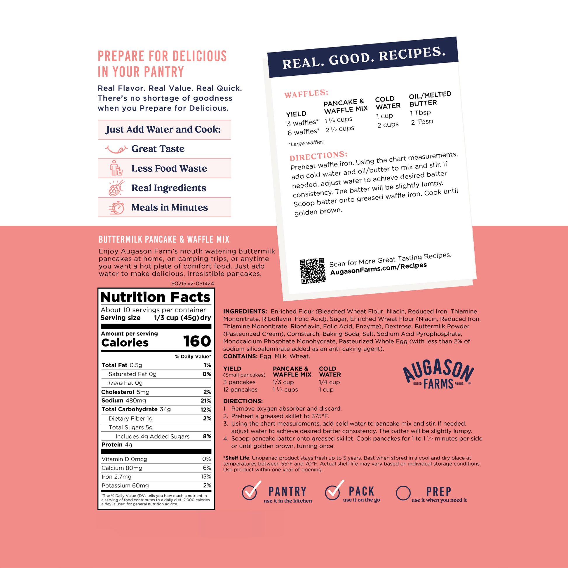 Buttermilk Pancake & Waffle Mix Pouch, 10 Servings - Blessings Grow Meadows