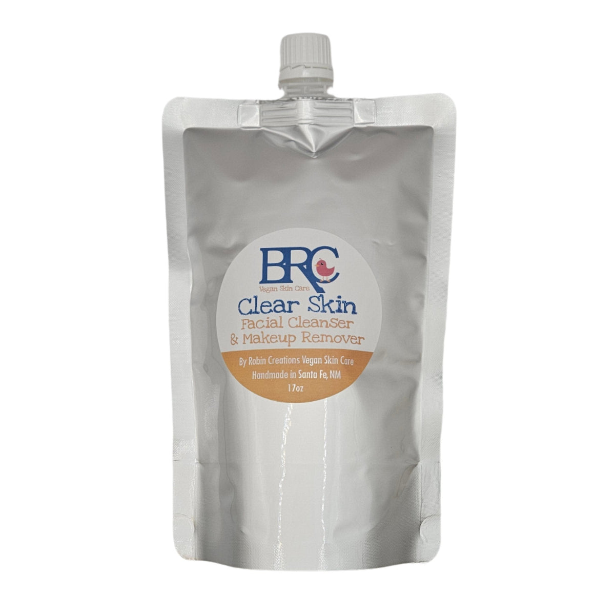 By Robin Creations clear skin facial cleanser and makeup remover pads for acne-prone skin in washable organic cotton pads and 8oz liquid bottle