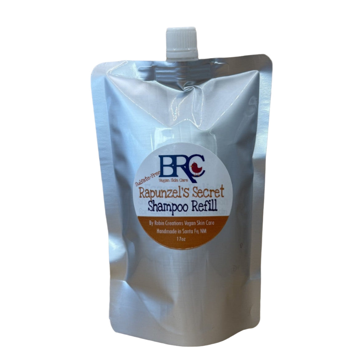 By Robin Creations sulfate-free moisturizing shampoo in biodegradable bottle, suitable for hair, brows, and eyelashes, winter blend scent.