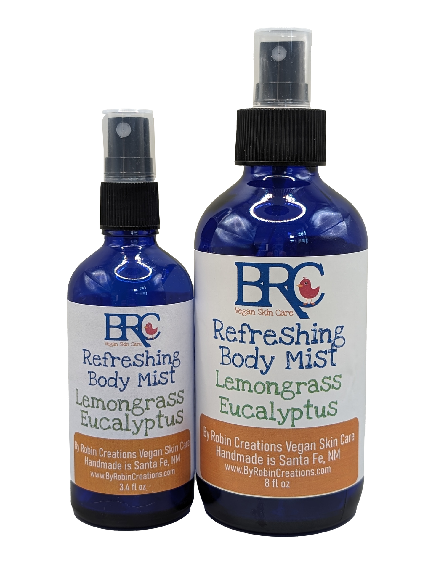 By Robin Creations winter blend essential oil body mist in a 3.4 oz glass bottle, light and refreshing perfume with balsam pine scent