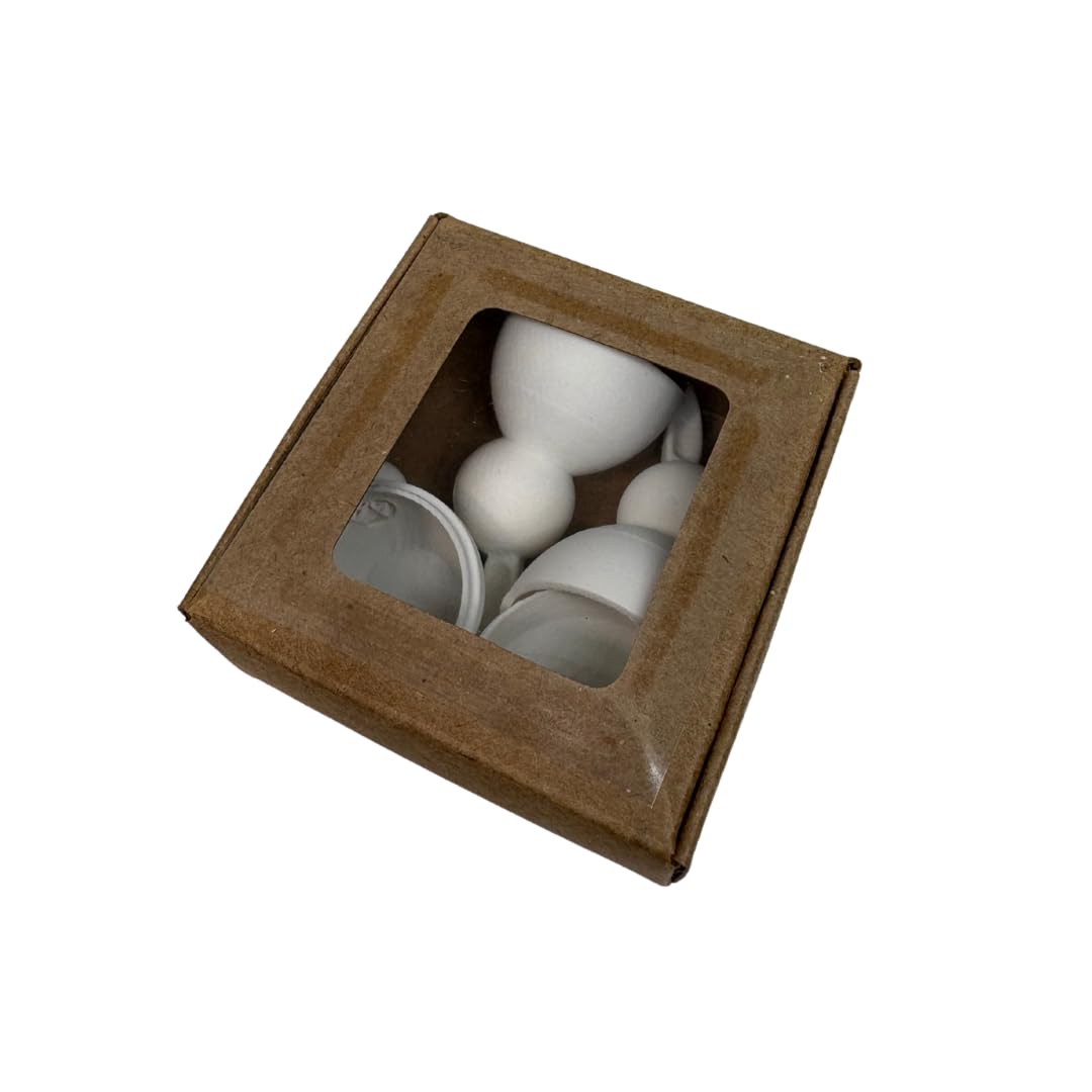White DIY paintable quail egg cup bunny holder set, perfect for Easter and spring home decor, featuring two ceramic egg holders with bunny shapes.