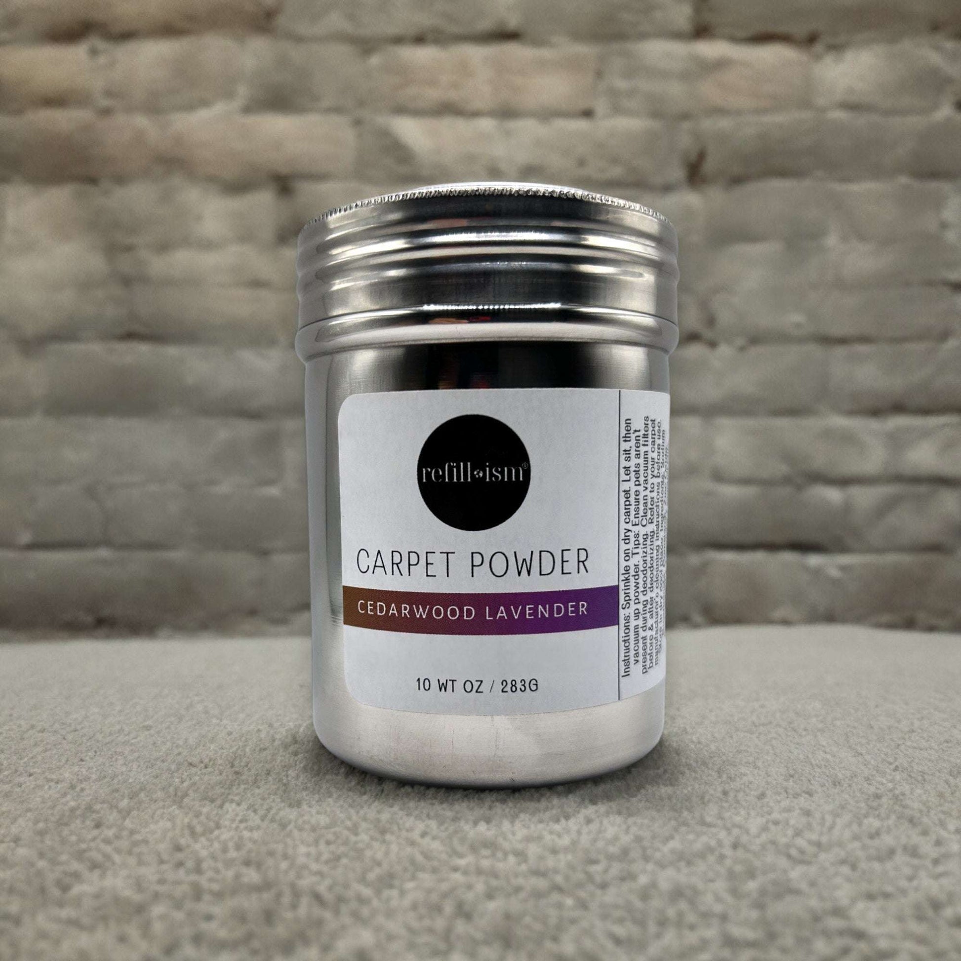 Revisit cleaning with Refillism carpet powder for fresh, spotless carpets in a home and cleaning setting.