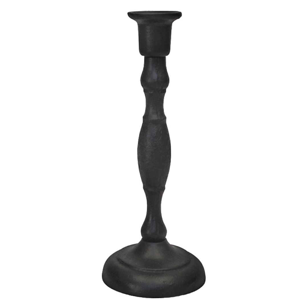 Handcrafted cast iron taper candle holders from Bluecorn Candles, featuring a rustic, sturdy design for elegant candle display.