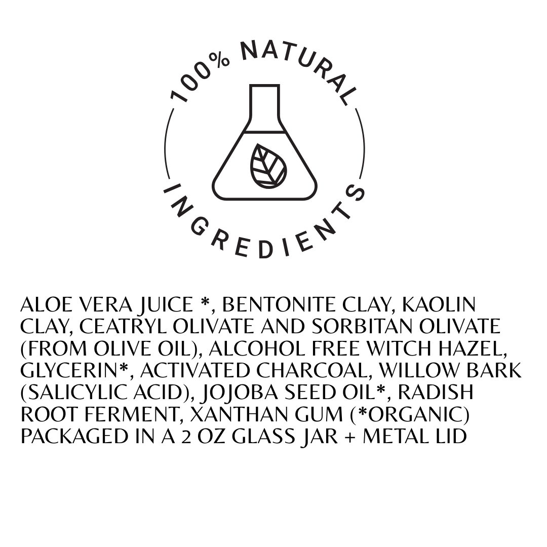 Charcoal Detox Face Mask by Roots and Leaves LLC, showing a black clay mask in a bowl ready for skincare use.