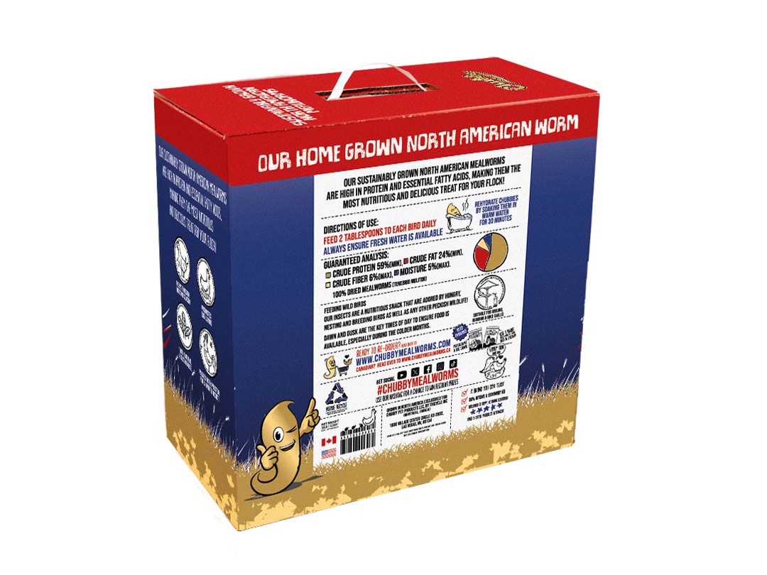 10Lbs Chubby North American Dried Mealworms (Montreal Grown) Recyclable Box Non-GMO - Blessings Grow Meadows