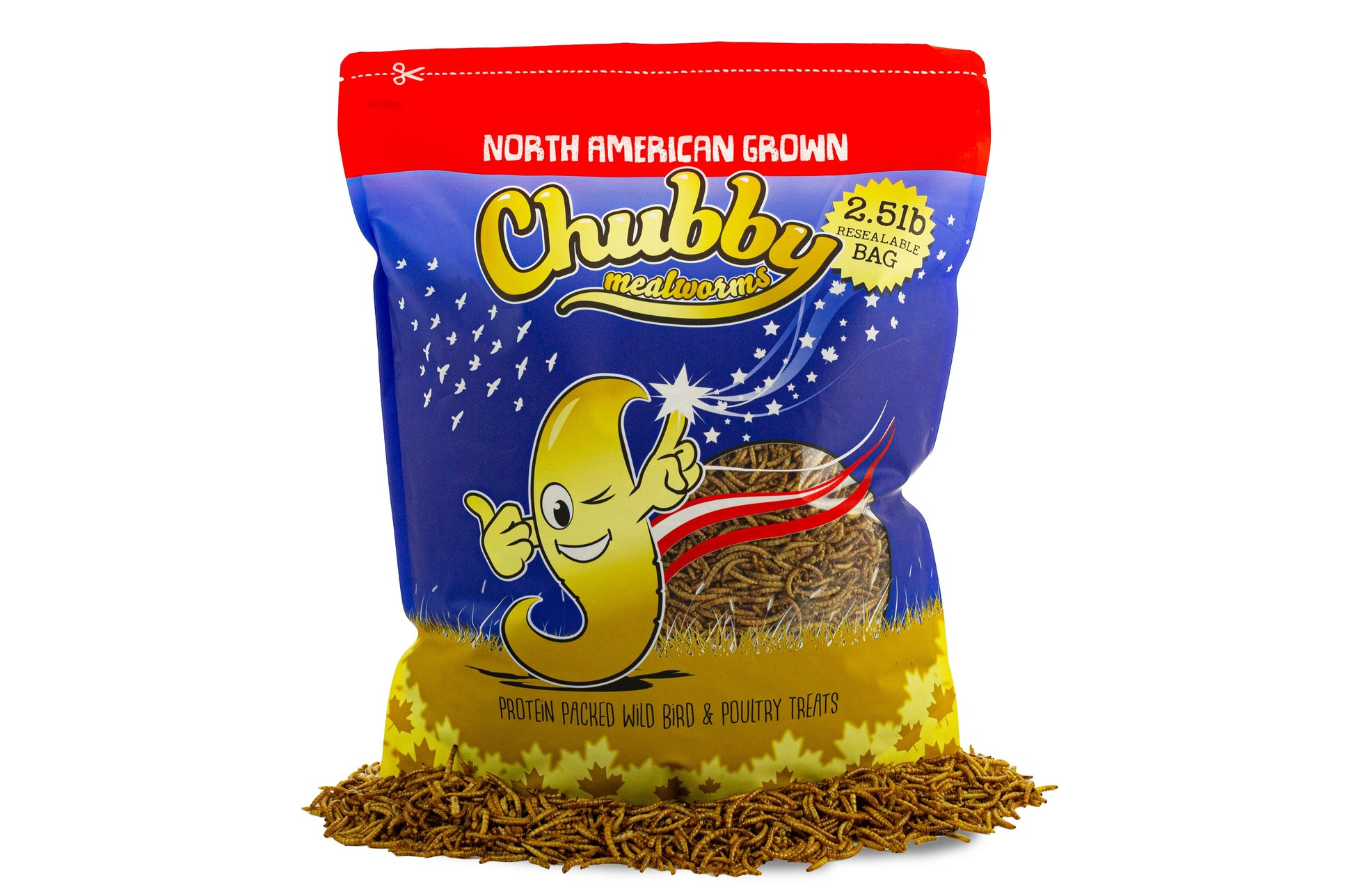 2.5Lbs Chubby North American Dried Mealworms (Montreal Grown) Non-GMO - Blessings Grow Meadows