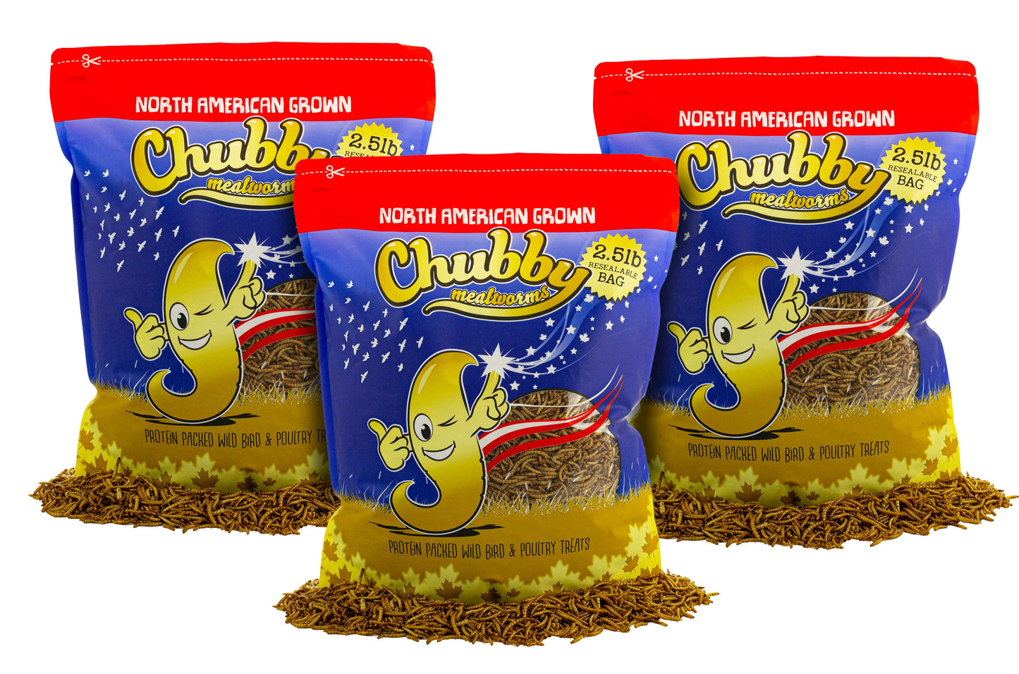 7.5Lbs Chubby North American Dried Mealworms (Montreal Grown) Non-GMO - Blessings Grow Meadows