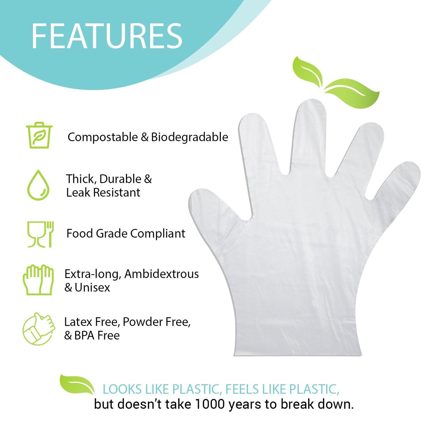 Compostable Disposable Gloves - Clear (100 gloves/box) | Eco Gloves - Eco Gloves ~ Blessings Grow Meadows
