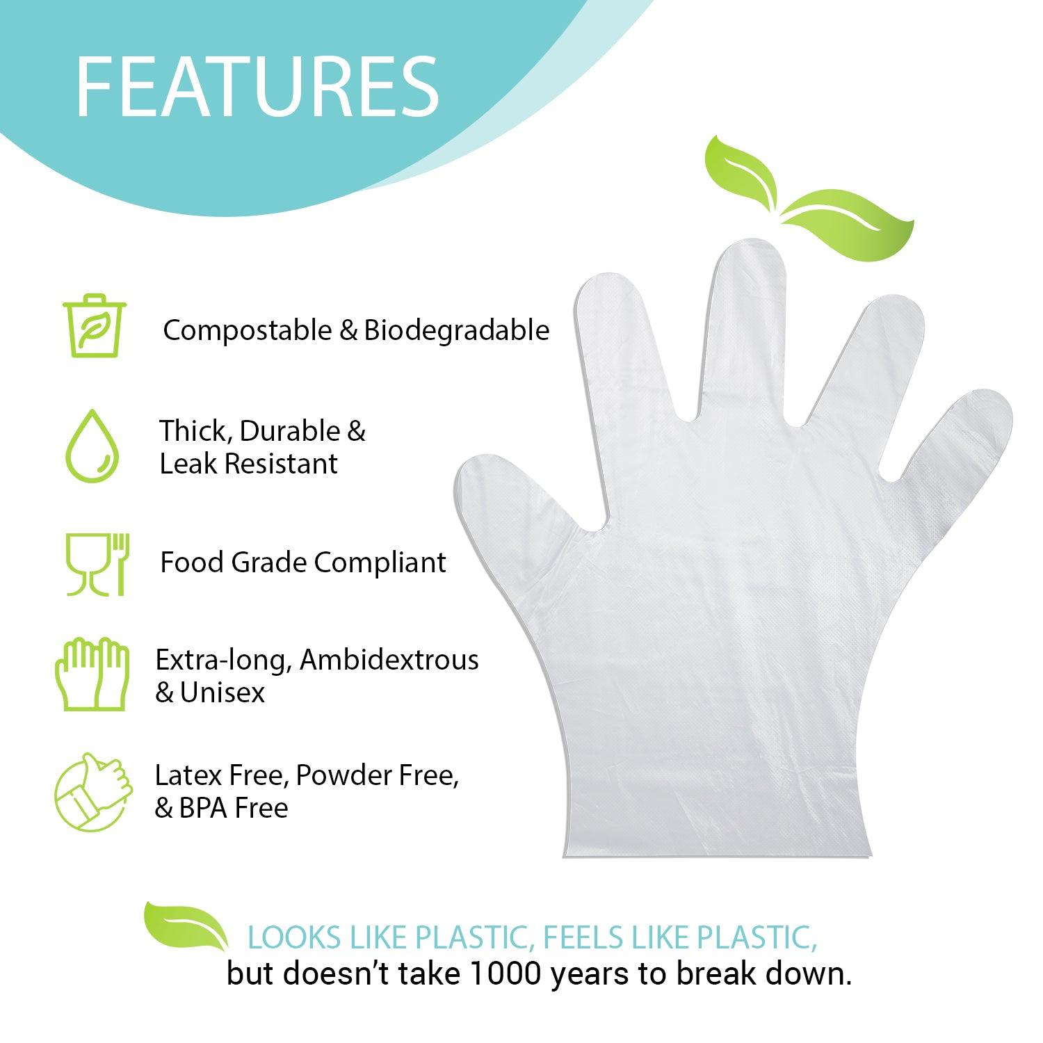 Compostable Disposable Gloves - Clear (100 gloves/box) | Eco Gloves - Eco Gloves ~ Blessings Grow Meadows
