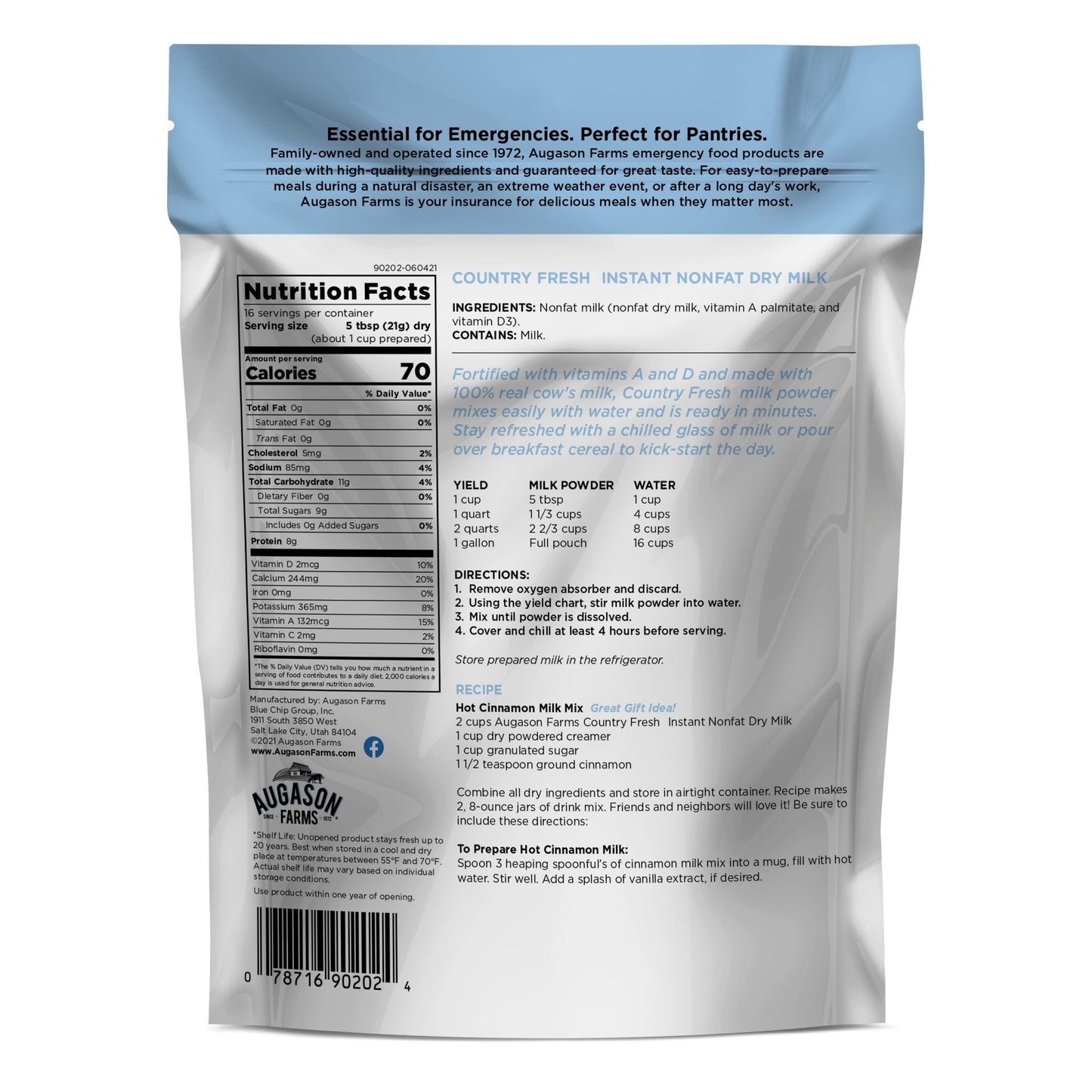 Country Fresh Instant Nonfat Dry Milk Pouch, 16 Servings - Blessings Grow Meadows