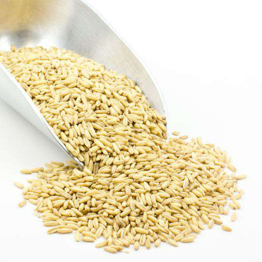 Organic whole oat groats from Country Life Natural Foods, showing the textured, whole oats in a 5 lb package.