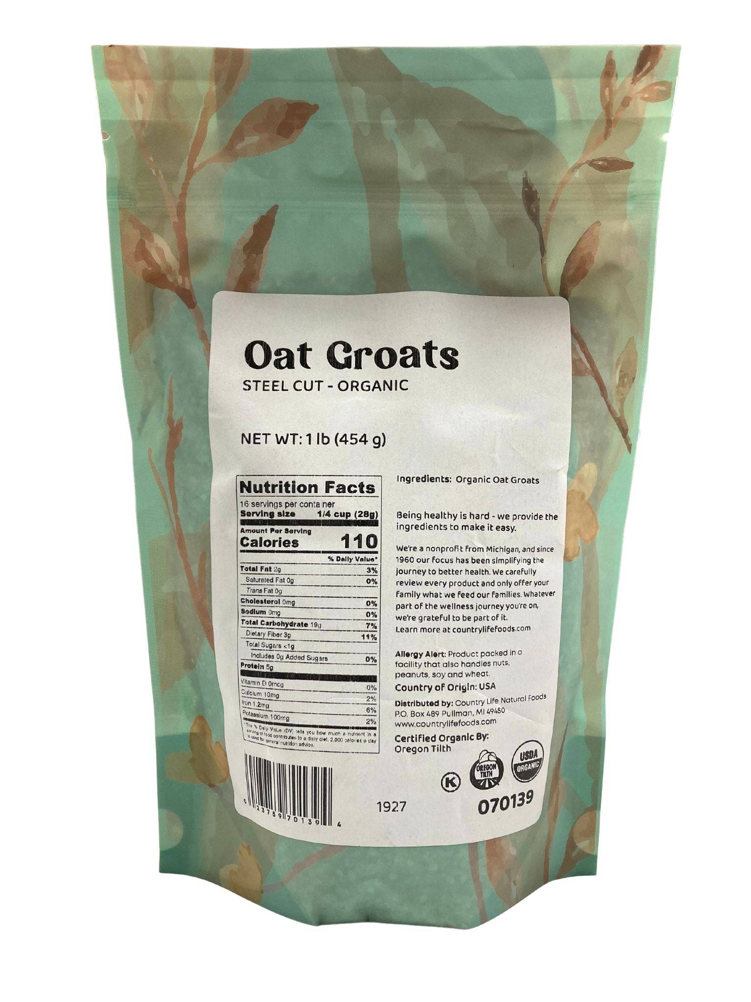 Oat Groats, Steel Cut, Organic - Blessings Grow Meadows