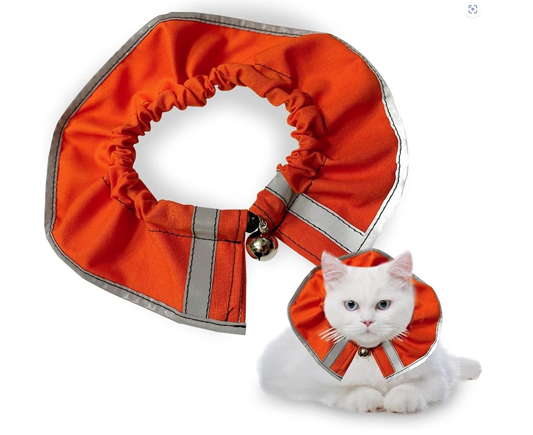 Red Prey Saver breakaway cat collar with bandana from Crazy K Farm Pet and Poultry, designed for safety and style.