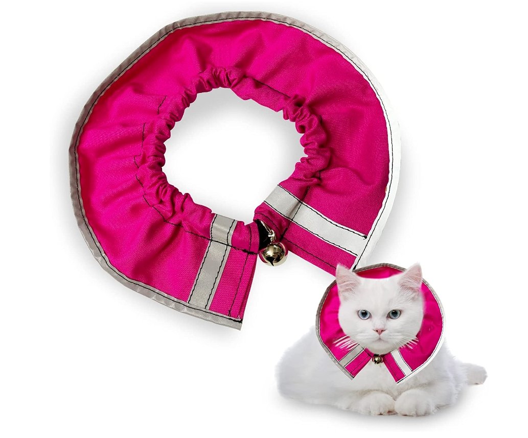 Red breakaway cat collar with bandana from Crazy K Farm Pet and Poultry, designed for safety and comfort for cats.