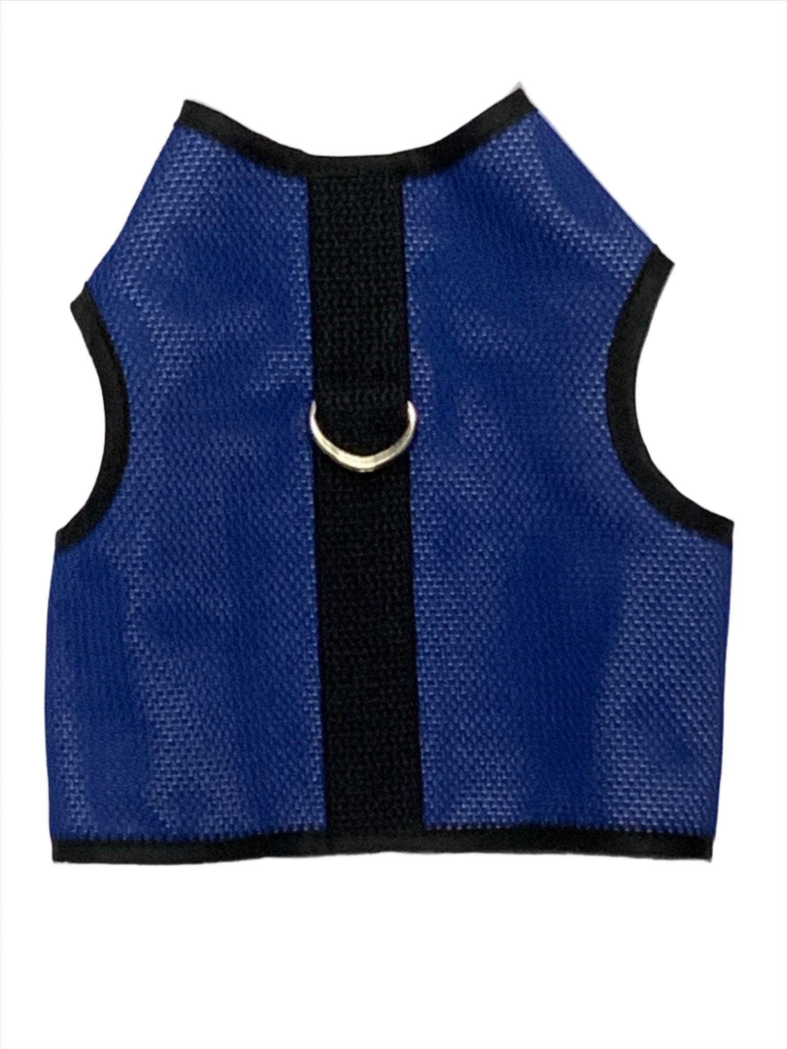 Royal blue Kitty Holster cat harness by Crazy K Farm Pet and Poultry, made with Koolnit mesh for comfortable fitting.