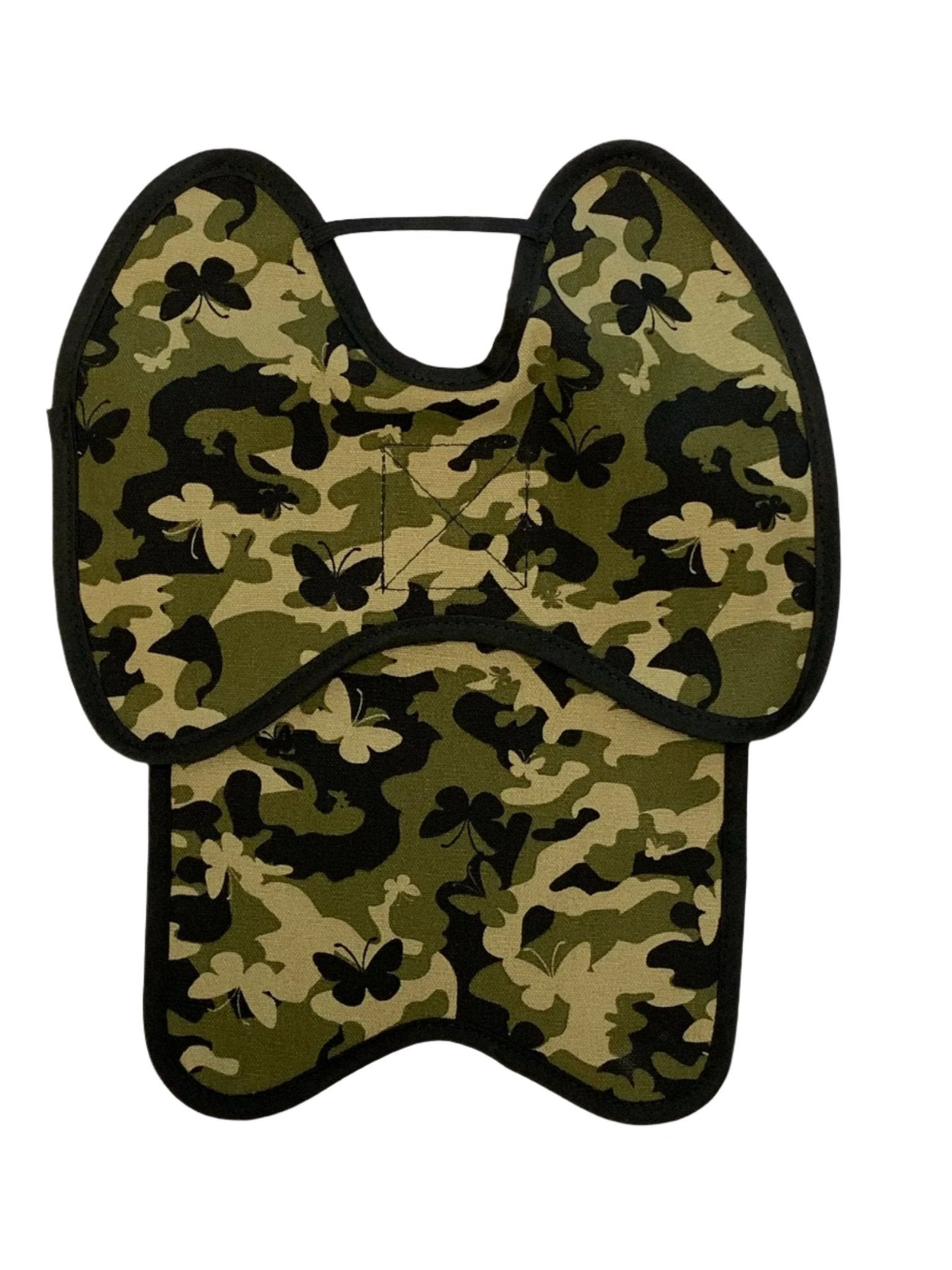 Navy hen apron with shoulder protectors by Crazy K Farm Pet and Poultry, designed for large hens to prevent feather pecking.