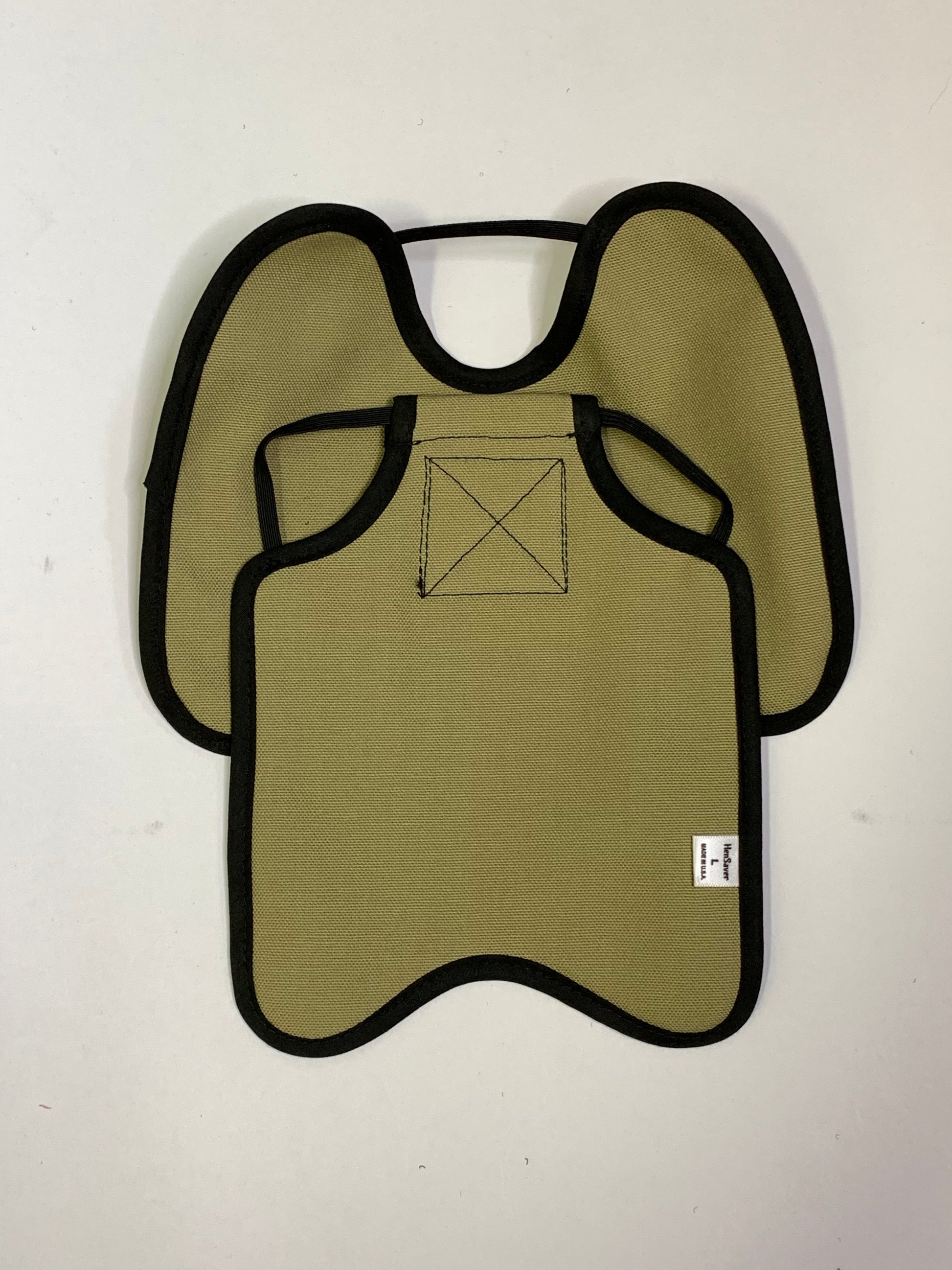 Navy Hen Saver chicken apron with shoulder protectors for hens, made by Crazy K Farm Pet and Poultry, designed for bird comfort.