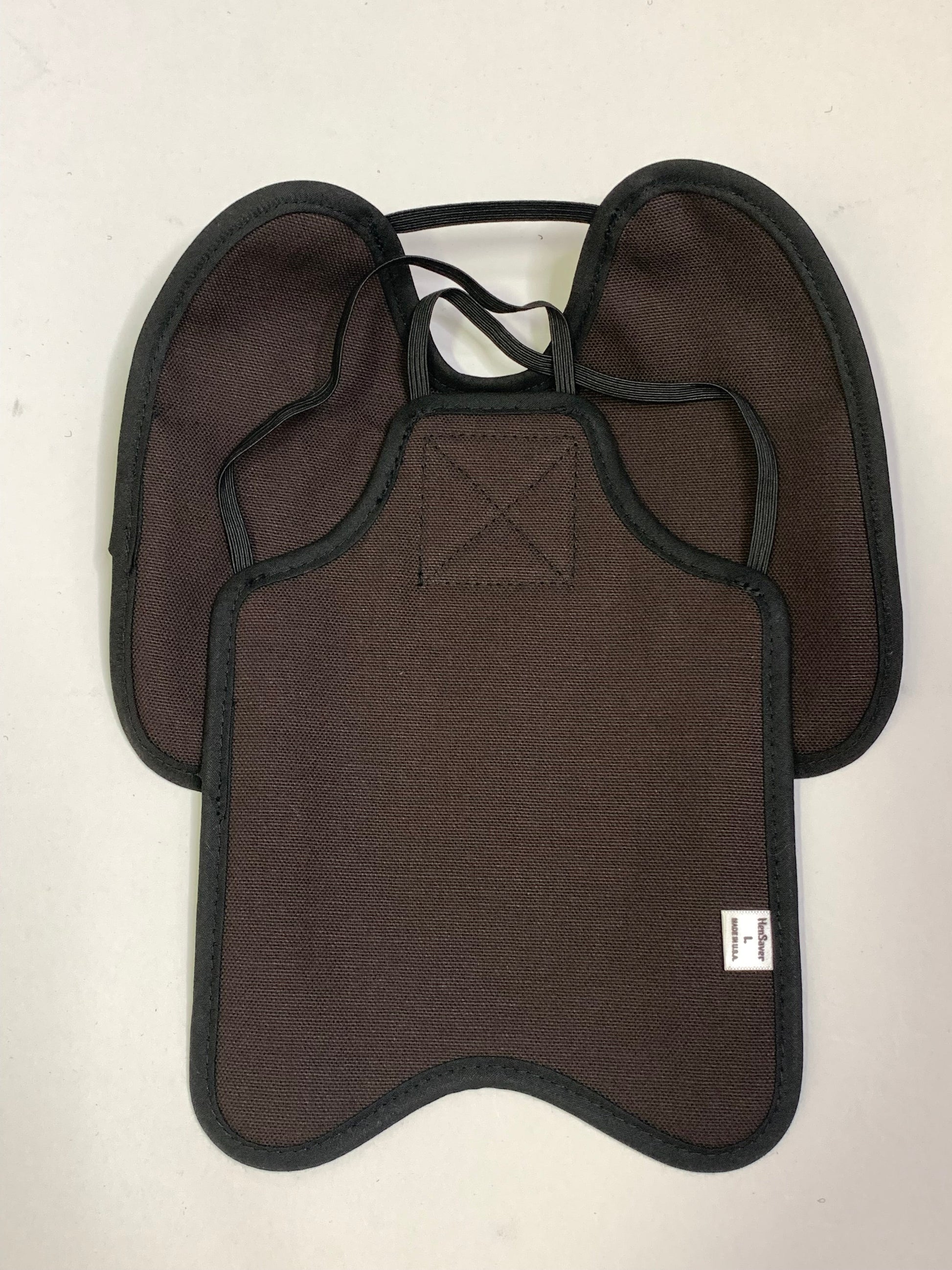Navy Hen Saver chicken saddle with shoulder protectors for hens, made by Crazy K Farm Pet and Poultry, designed to prevent feather damage.