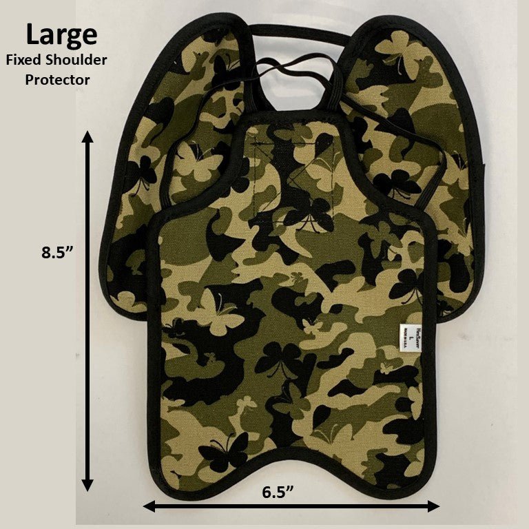 Navy hen apron with shoulder protectors by Crazy K Farm Pet and Poultry, designed for standard hens to prevent feather pecking.