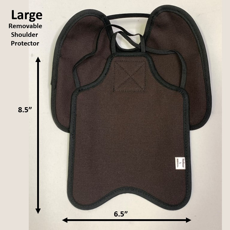 Navy hen apron with shoulder protectors by Crazy K Farm Pet and Poultry, designed to protect hens from pecking injuries.