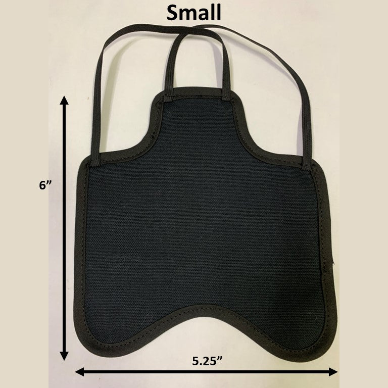 Navy hen saddle for bantam hens by Crazy K Farm Pet and Poultry, small size, single strap, back pack style chicken apron, made in USA.