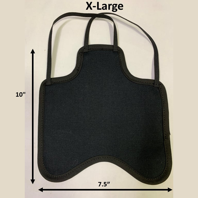 Navy hen saddle for small bantam hens by Crazy K Farm Pet and Poultry, made in USA, with single strap back-style hen apron.