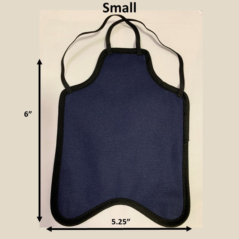 Navy hen saddle for small bantam hens, single strap back style made by Crazy K Farm Pet and Poultry, USA.
