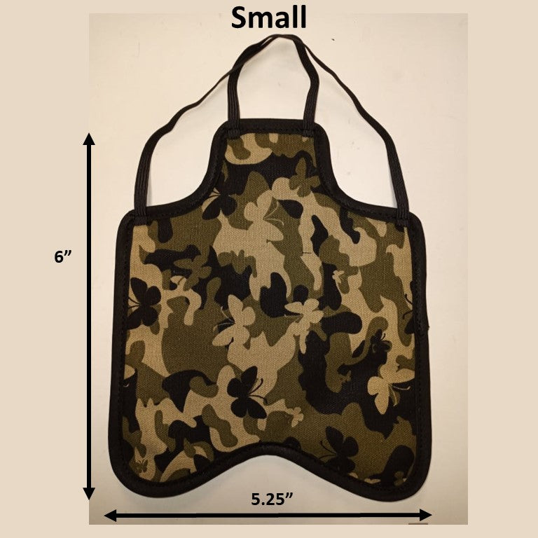 Navy small hen saddle by Crazy K Farm Pet and Poultry, a back-pack style hen apron for bantams, made in the USA.