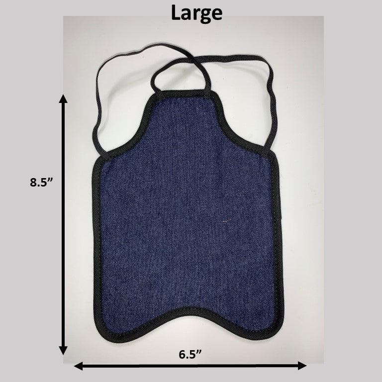 Navy hen saddle by Crazy K Farm Pet and Poultry, small bantam chicken apron with single-strap back pack style for hens.