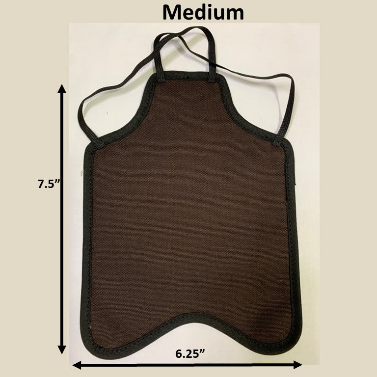 Navy hen saddle for hens by Crazy K Farm Pet and Poultry, small bantam size, single strap back-style chicken apron for protection.