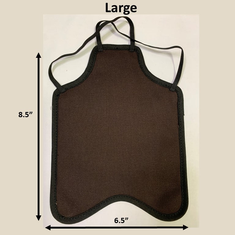 Navy small bantam hen saddle by Crazy K Farm Pet and Poultry, back-pack style hen apron for protection, made in the USA.