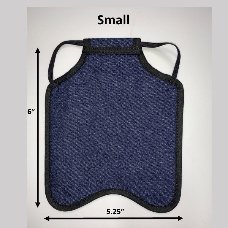 Navy small bantam hen saddle by Crazy K Farm Pet and Poultry, back-pack style chicken saddle for hens made in the USA.