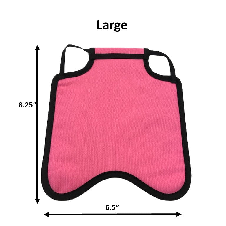 Navy hen saddle for small bantam hens, Crazy K Farm Pet and Poultry brand, back pack style chicken apron made in the USA.