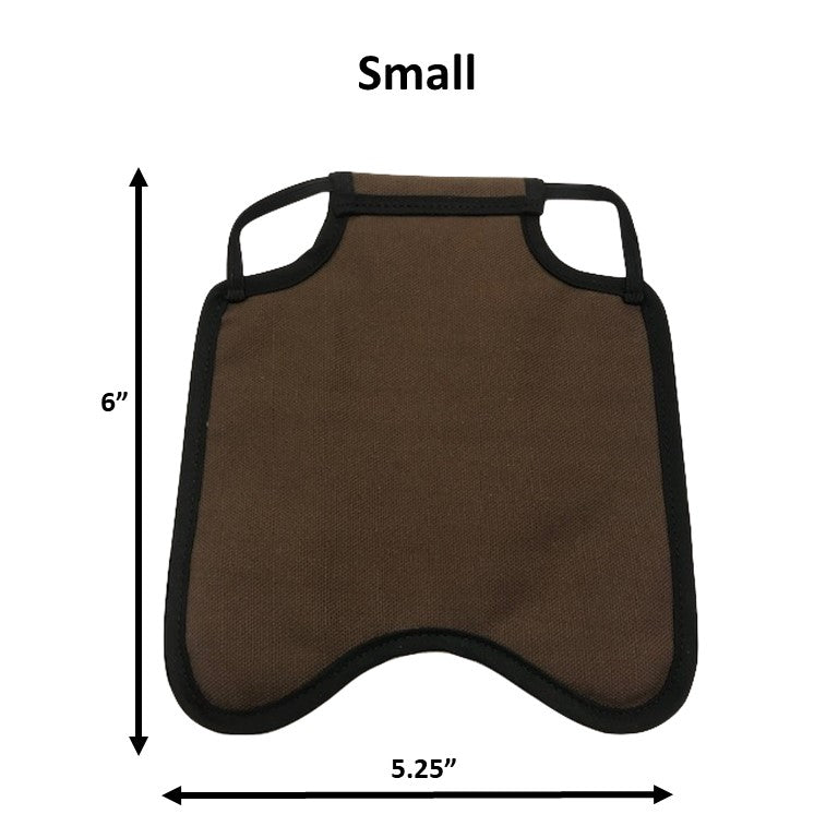 Navy hen saddle for small bantam hens, Crazy K Farm Pet and Poultry brand, single strap, back pack style chicken apron, made in USA.