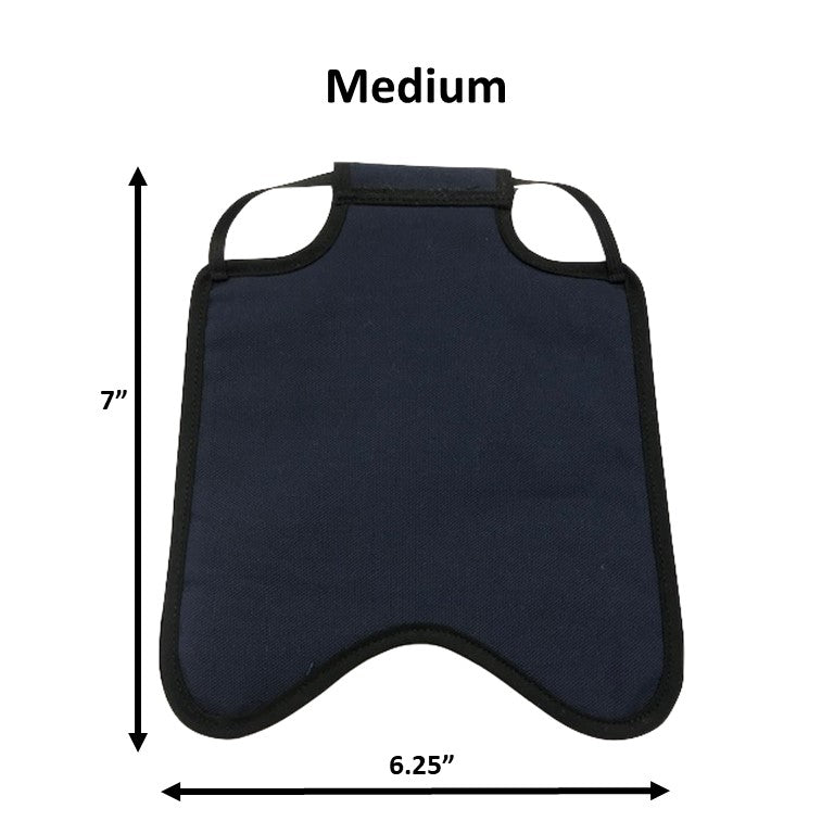 Navy small hen saddle by Crazy K Farm Pet and Poultry, made in USA, with single strap back pack style for hens.