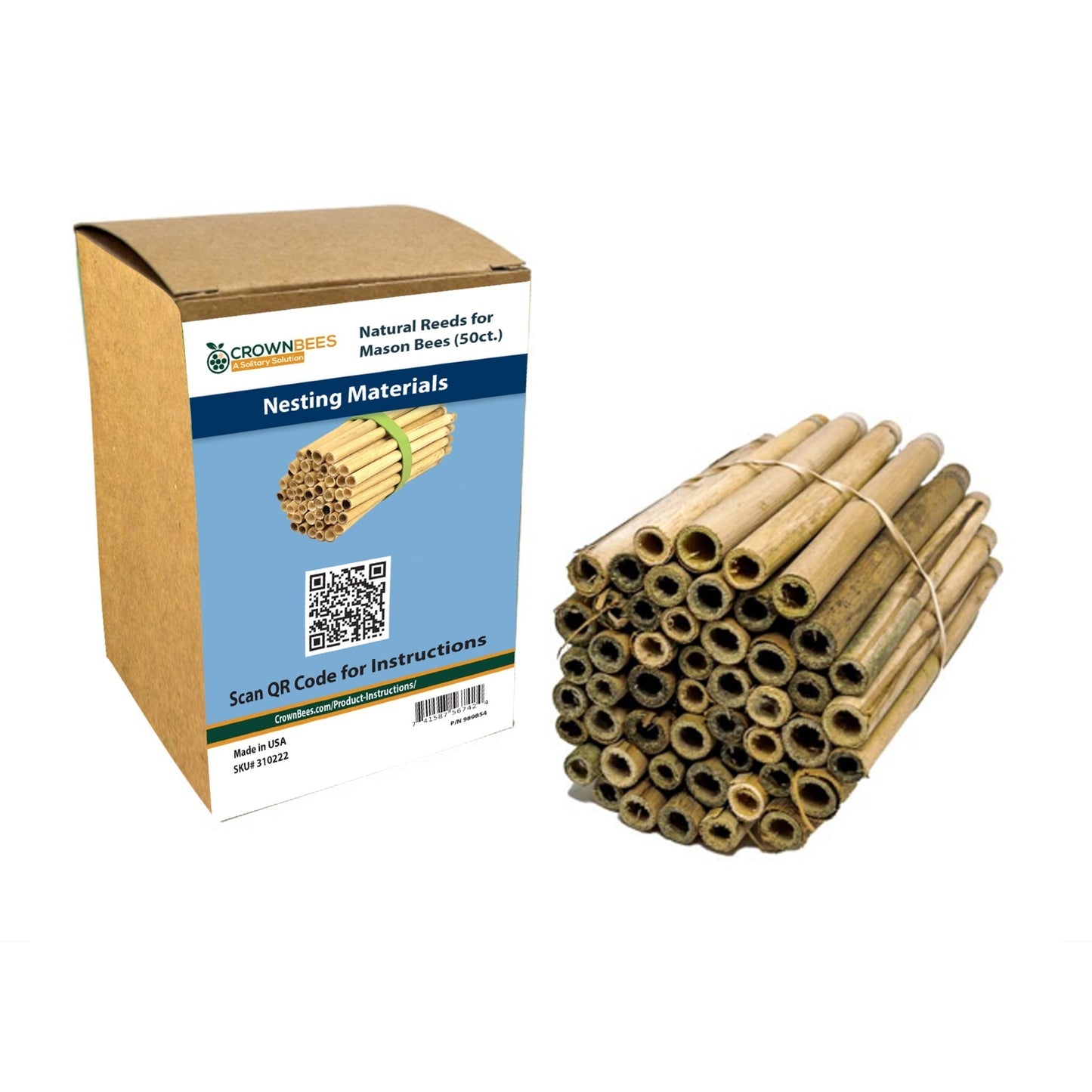 Spring natural mason bee reeds, 8mm diameter, by CrownBees, designed for nesting in bee houses and attracting mason bees.